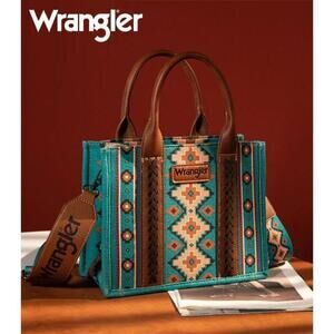 NWT Wrangler Southwestern Print Small Canvas Tote Crossbody Bag - Turquoise